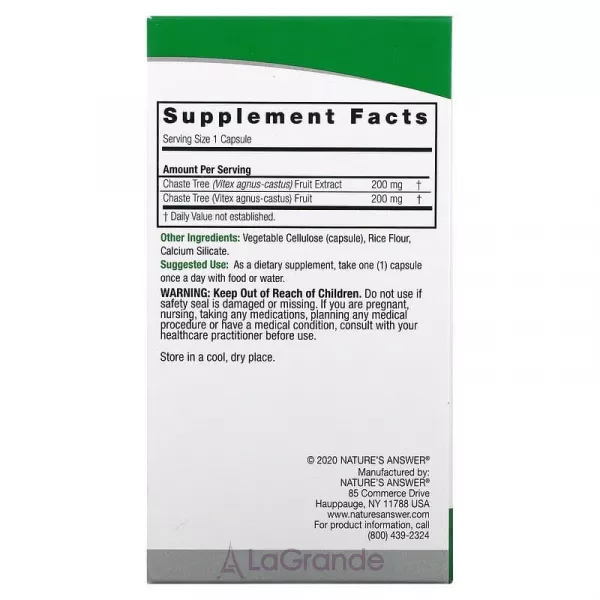 Nature's Answer Chasteberry Vitex Agnus-Castus 450 mg ����������� ������� 