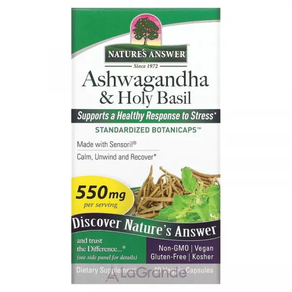 Nature's Answer Ashwagandha & Holy Basil 550 mg ����������� ������� 
