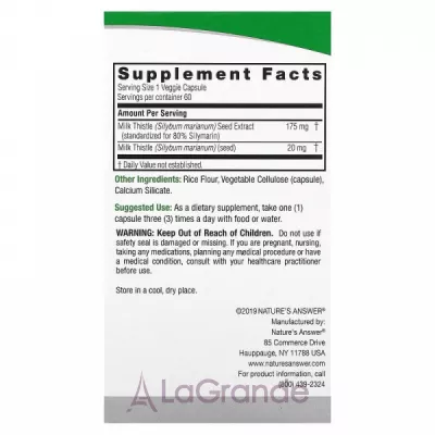 Nature's Answer Milk Thistle 140 mg   