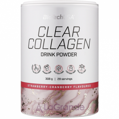 BioTech USA Clear Collagen Drink Powder Strawberry - Cranberry       