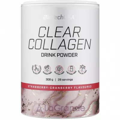 BioTech USA Clear Collagen Drink Powder Strawberry - Cranberry       