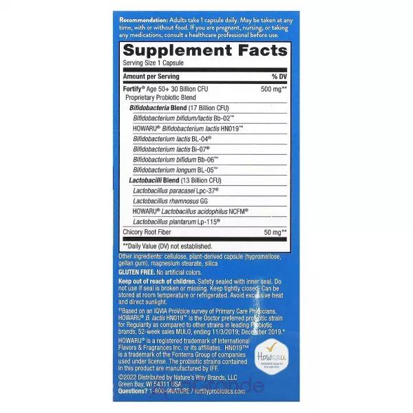 Nature's Way Fortify Everyday Care Age 50+ Probiotic + Prebiotics ��������� �� ��������� ��� �������� 50+ � ����������� �����������, 30 ���� ���
