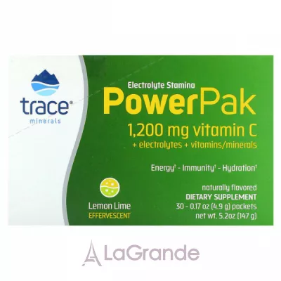 Trace Minerals Research Electrolyte Stamina Power Pak Lemon Lime   