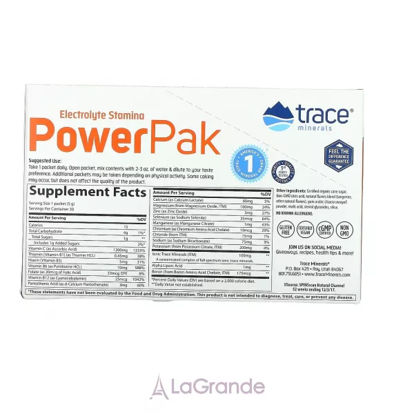 Trace Minerals Research Electrolyte Stamina Power Pak ĳ������ ������� 