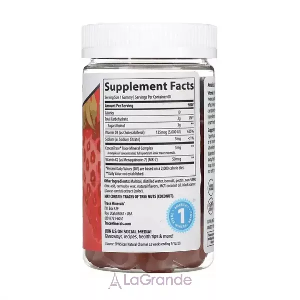 Trace Minerals Research Vitamin D3 + K2 Gummies ĳ������ ������� 