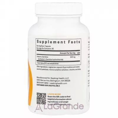Seeking Health Acetyl-L-Carnitine 500 mg ĳ  