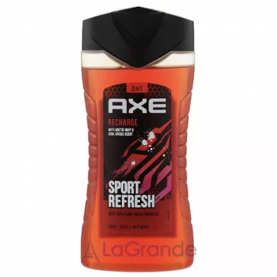 Axe Recharge Sport Refresh 3in1 Body Face Hair Wash    ,   