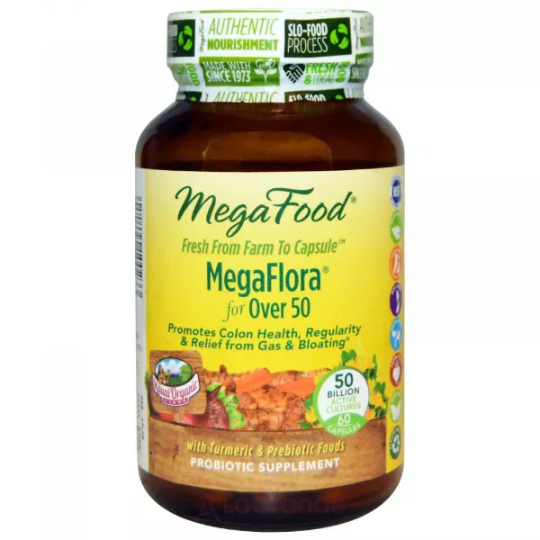 MegaFood MegaFlora for Over 50 Probiotic with Turmeric �������� ��� ������ 50+