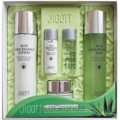 Jigott Aloe Aqua Balance Skin Care 3 Set         (toner150ml + lotion150ml + face cream50ml + toner30ml + lotion30ml)