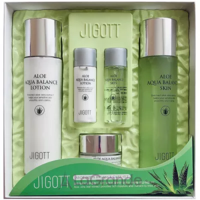 Jigott Aloe Aqua Balance Skin Care 3 Set         (toner150ml + lotion150ml + face cream50ml + toner30ml + lotion30ml)