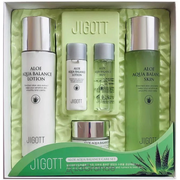 Jigott Aloe Aqua Balance Skin Care 3 Set ����� ����������� ��������� ��� ���� � ���� ���� (toner150ml + lotion150ml + face cream50ml + toner30ml + lotion30ml)
