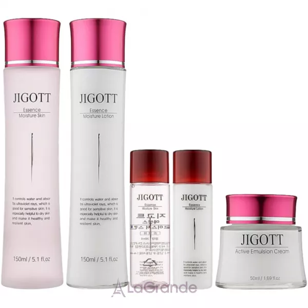 Jigott Essence Moisture Skin Care 3 Set ���� ��� ������� �� �������� � ���������� (toner150ml + lotion150ml + face cream50ml + toner30ml + lotion30ml)