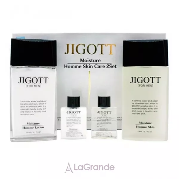 Jigott Moisture Homme Skin Care 2 Set �������� ���� �������������� ������ ��� ������� (����� 150 ��, ������ 150 ��, ����-����� 30 ��, ����-������ 30 ��)