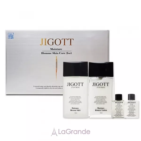 Jigott Moisture Homme Skin Care 2 Set �������� ���� �������������� ������ ��� ������� (����� 150 ��, ������ 150 ��, ����-����� 30 ��, ����-������ 30 ��)