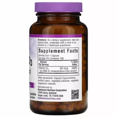 Bluebonnet Nutrition Vitamin D3 2000 IU (50 mcg) ĳ  