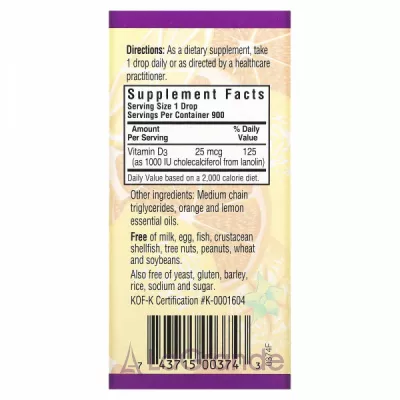 Bluebonnet Nutrition Liquid Vitamin D3 Drops 1000 IU ĳ  