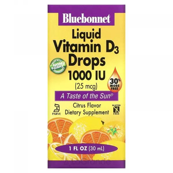 Bluebonnet Nutrition Liquid Vitamin D3 Drops 1000 IU ����������� ������� 