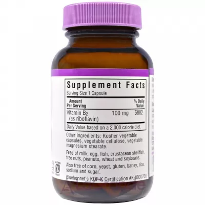Bluebonnet Nutrition Vitamin B2 100 mg ĳ  