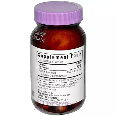 Bluebonnet Nutrition Pantothenic Acid 250 mg ĳ  