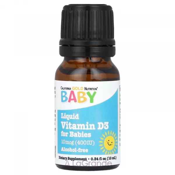 California Gold Nutrition Liquid Vitamin D3 For Babies 10 mcg (400 IU) ����������� ������� ��� ����� 