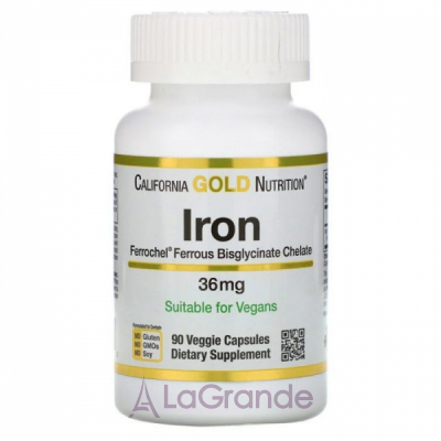 California Gold Nutrition Iron 36 mg ĳ  