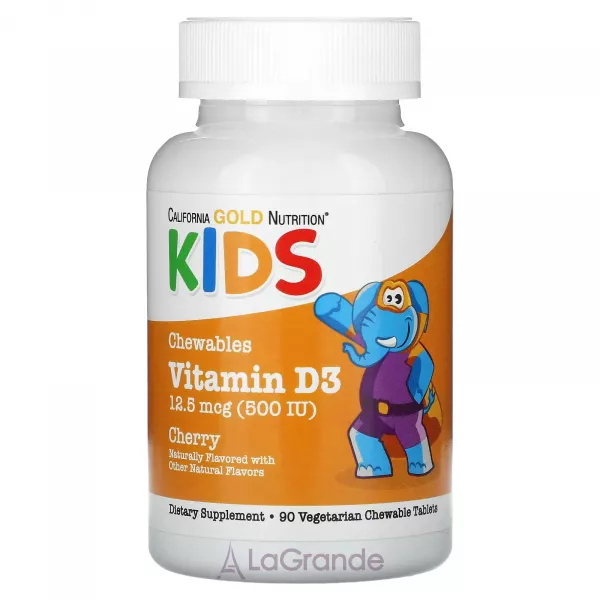 California Gold Nutrition Kids Chewable Vitamin D3 12.5 mcg (500 IU) ����������� ������� ��� ����� 