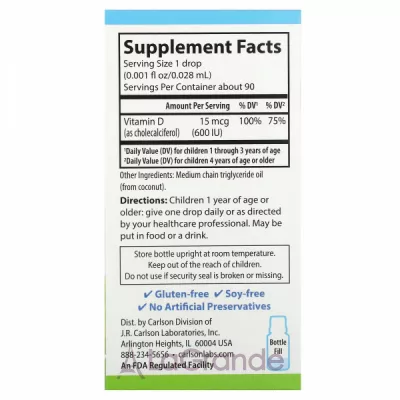 Carlson Kid's Super Daily D3 600 IU ĳ    