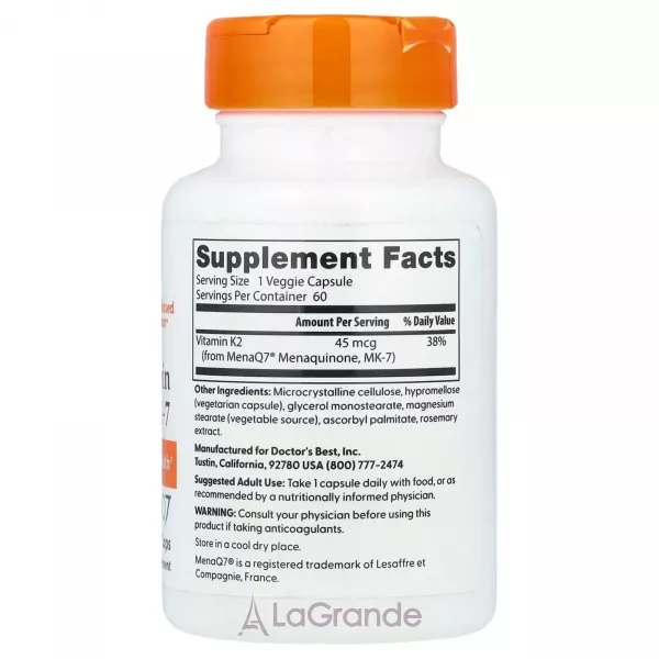Doctor's Best Natural Vitamin K2 MK-7 with MenaQ7 45 mcg ����������� ������� 