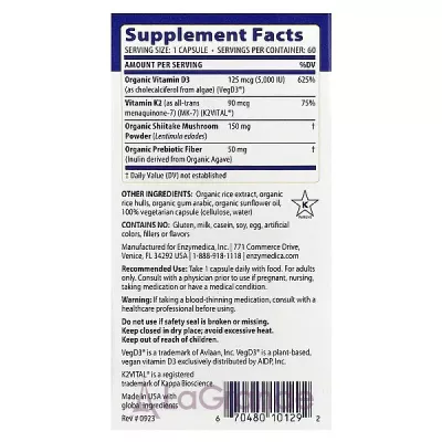 Enzymedica Vitamin D3 + Vitamin K2 ĳ  