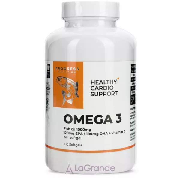 Progress Nutrition Omega 3 ������� ������� �����-3 ���'���� ��� 1000 ��, ��� 180 ��/��� 120 �� + ����� �