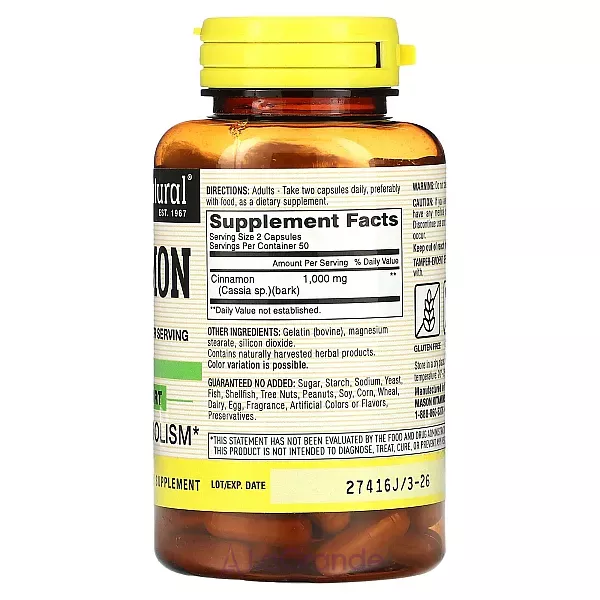 Mason Natural Cinnamon 1000 mg ����������� ������� ��� ������������ ������ ������ � ����� 