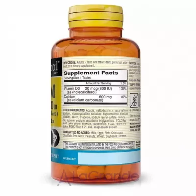 Mason Natural Calcium 600 mg with Vitamin D3 800 IU ĳ  