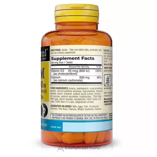 Mason Natural Calcium 600 mg with Vitamin D3 800 IU ĳ������ ������� 