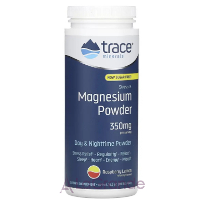 Trace Minerals Stress-X Magnesium 350mg Powder Raspberry Lemon -   