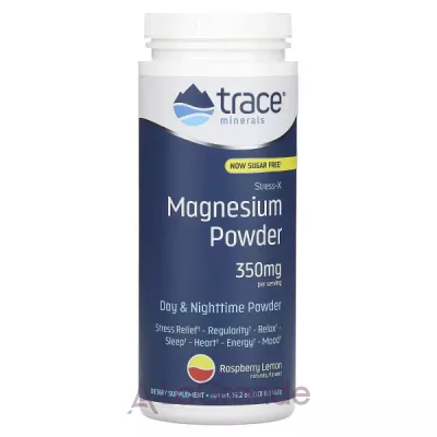Trace Minerals Stress-X Magnesium 350mg Powder Raspberry Lemon -   