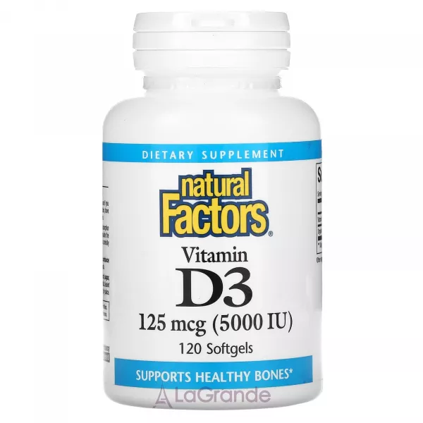 Natural Factors Vitamin D3 125 mcg (5000 IU) ĳ������ ������� 