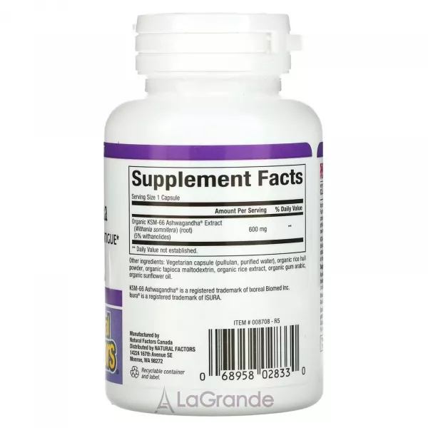 Natural Factors Stress-Relax Ashwagandha 600 mg ĳ������ ������� 