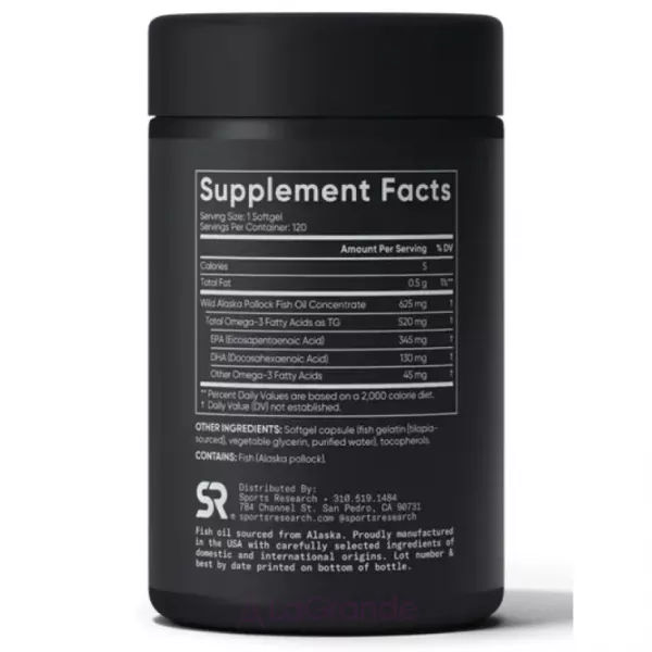 Sports Research Omega-3 Fish Oil Alaska 625 mg ĳ������ ������� 
