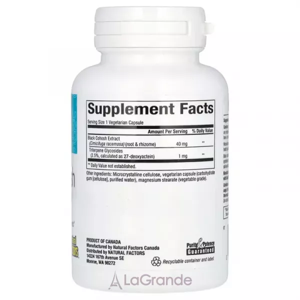 Natural Factors WomenSense Black Cohosh Extract Menopause Relief ĳ������ ������� ��� ���������� ��������� 