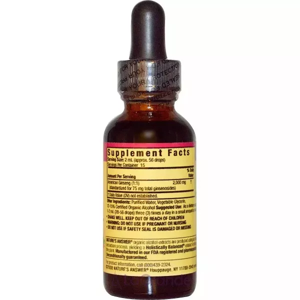 Nature's Answer Ginseng Organic Alcohol Extract (1:1) ĳ������ ������� 
