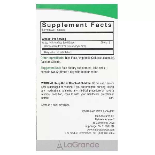 Nature's Answer Grape Seed 150 mg ����������� ������� 