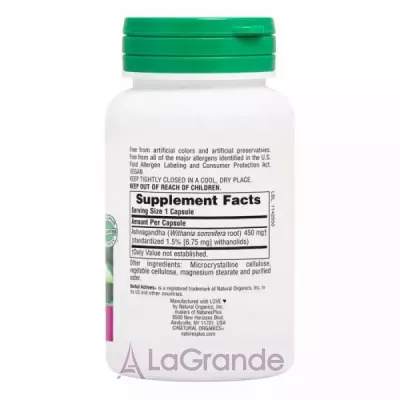 NaturesPlus Herbal Actives Ashwagandha 450 mg ĳ  
