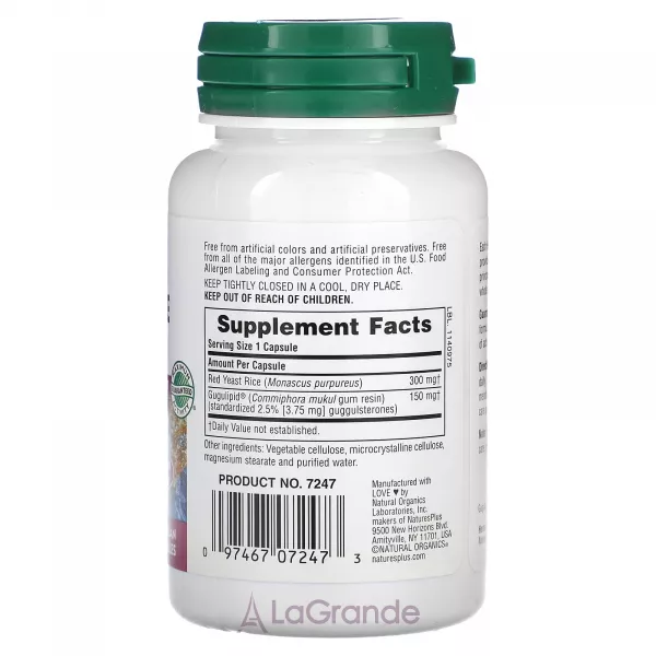 NaturesPlus Herbal Actives Red Yeast Rice Gugulipid 450 mg ����������� ������� 
