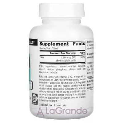 Source Naturals Folic Acid 800 mcg   