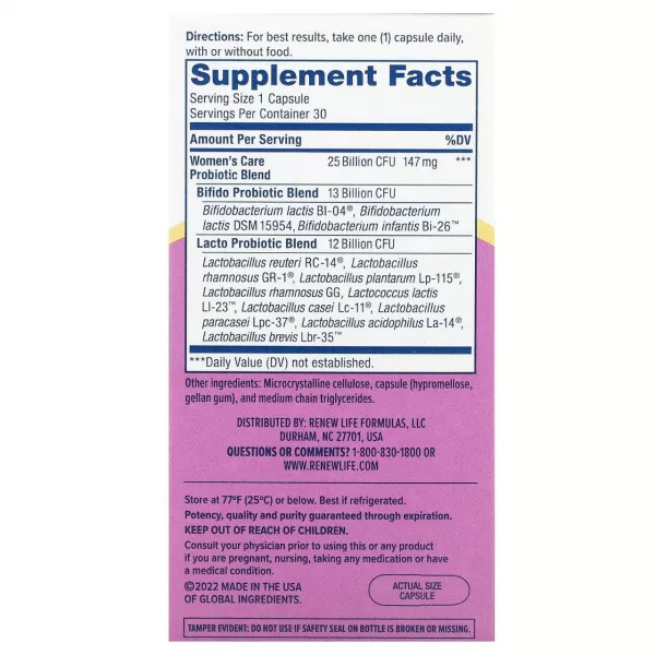 Renew Life Women's Care Probiotic ��������� ��� ������, 25 ���� ���