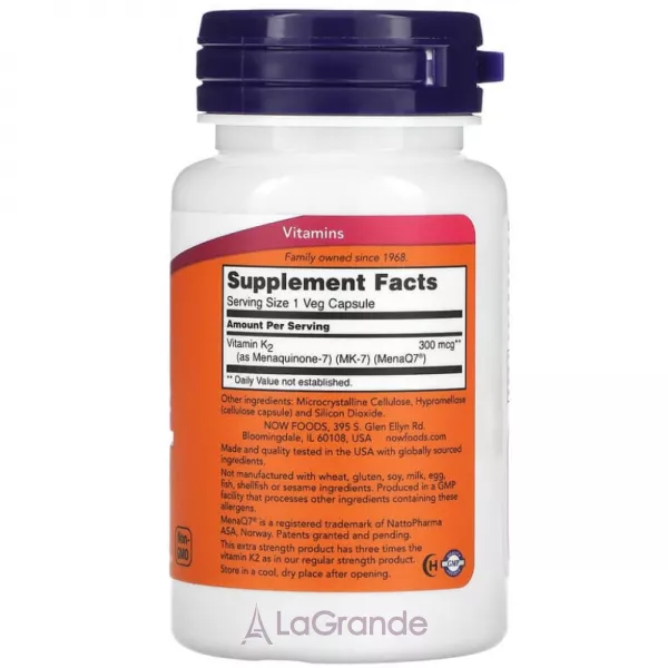 Now Foods MK-7 Vitamin K-2 300 mcg MK-7 ������� K-2  300 ���