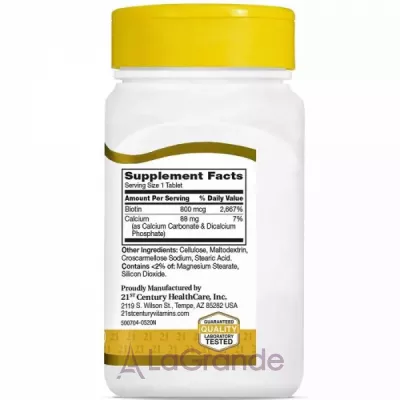 21st Century Biotin 800 mcg ĳ  