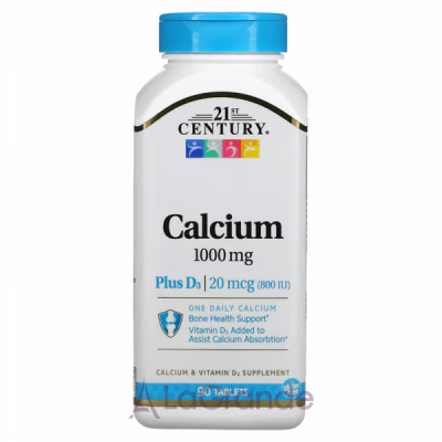 21st Century Calcium 1000 mg Plus D3 800 IU ĳ  