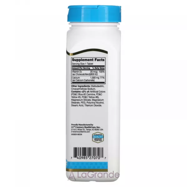 21st Century Calcium 1000 mg Plus D3 800 IU ����������� ������� 