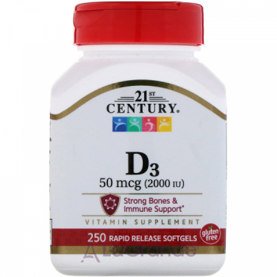 21st Century Vitamin D3 50 mcg (2000 IU) ĳ  